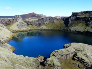 Tjarnargigur crater lake  